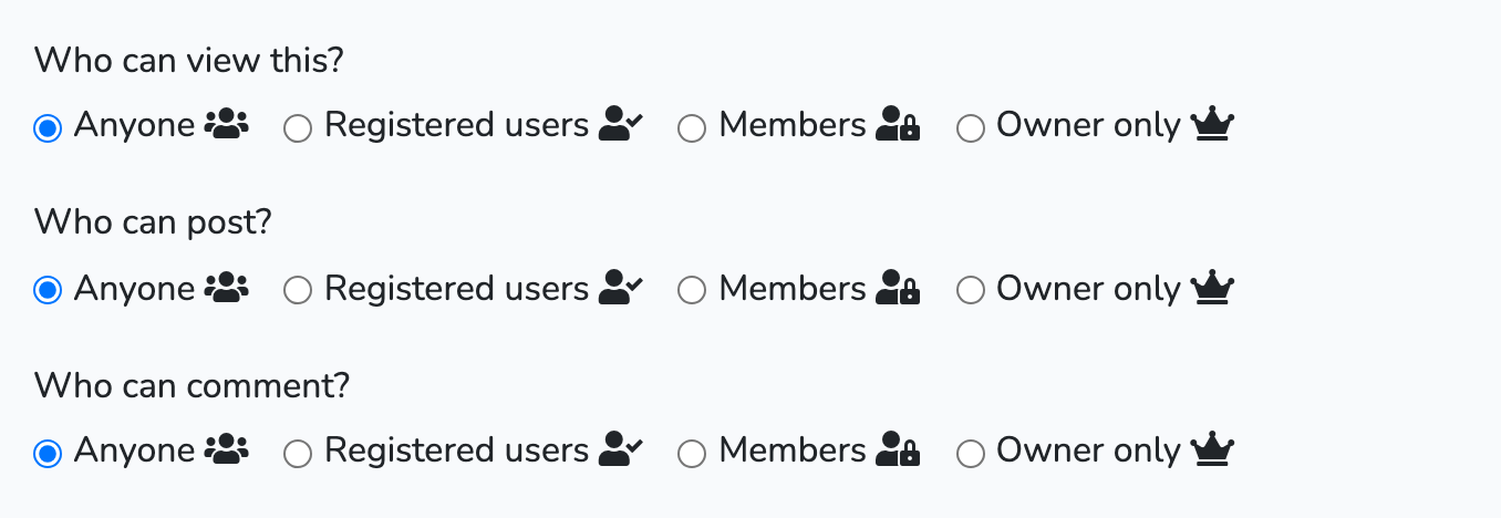 The “audience” settings when editing a map